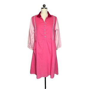 Victoria Dunn Pink Colorblock Long Sleeve Shirt Dress | Size S